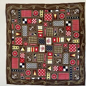 VINTAGE PIERRE BALMAIN PARIS SCARF NAUTICAL BROWN
